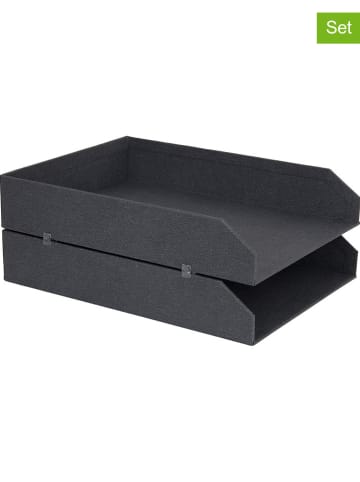 BigsoBox 2er Set: Dokumenten-Ablagen "Hakan" in Dunkelgrau - (B)23 x (H)6 x (T)31 cm