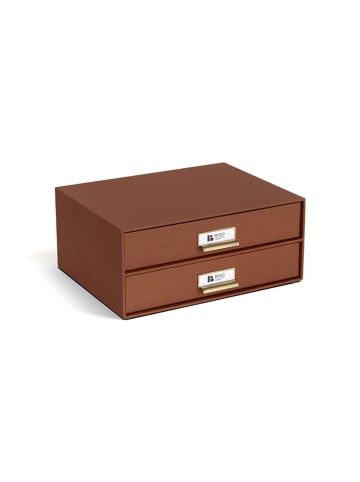 BigsoBox Pudełko "Birger" w kolorze brązowym z szufladami - DIN A4