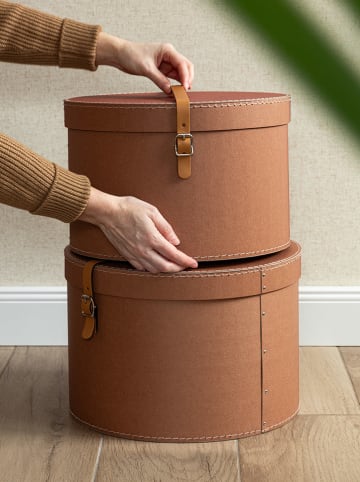 BigsoBox 2-delige set: ronde boxen "Rut" bruin