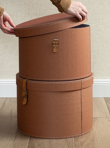 BigsoBox 2-delige set: ronde boxen "Rut" bruin
