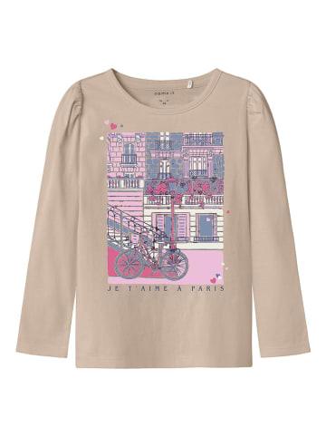 name it 3-delige set: longsleeves "Ollia" beige/crème/lichtroze