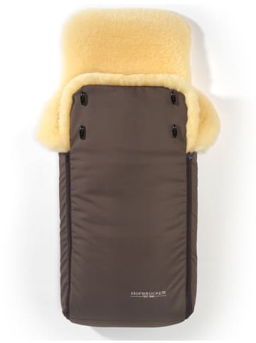 Hofbrucker Lammfell-Fußsack "Luxus" in Braun - (L)95 x (B)34 cm