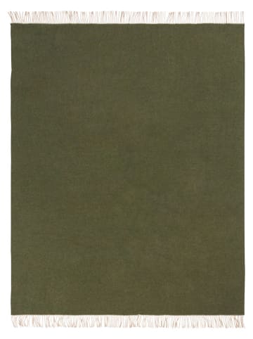 Lanerossi Wełniany koc "Ulisse" w kolorze ciemnozielonym - 180 x 130 cm