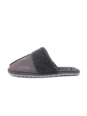 billowy Leder-Hausschuhe in Grau