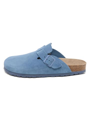 billowy Leder-Clogs in Blau