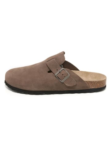 billowy Leren clogs lichtbruin