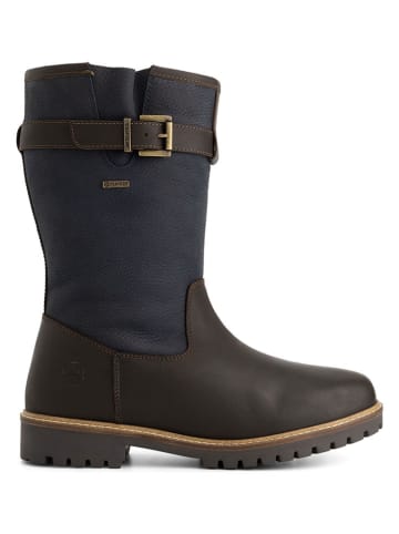 TRAVELIN' Leren boots "Aremark" bruin/donkerblauw