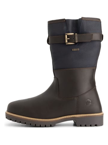 TRAVELIN' Leren boots "Fjaere" bruin/donkerblauw
