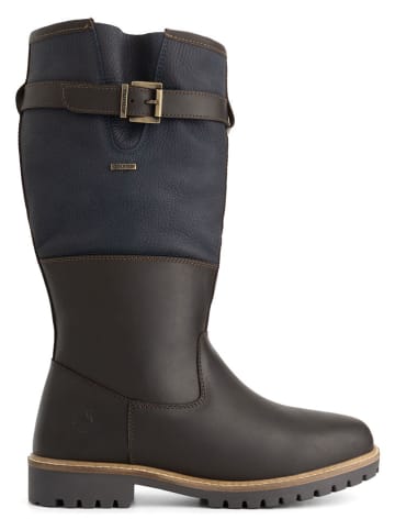 TRAVELIN' Skórzane kozaki "Hyllestad" w kolorze granatowo-brązowym