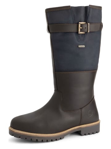 TRAVELIN' Skórzane kozaki "Hyllestad" w kolorze granatowo-brązowym