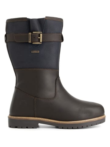 TRAVELIN' Leren boots "Landvik" donkerblauw/bruin