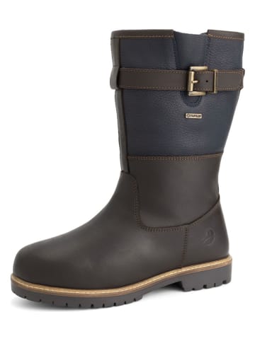 TRAVELIN' Skórzane botki "Landvik" w kolorze granatowo-brązowym