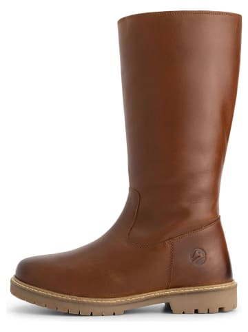 TRAVELIN' Skórzane kozaki "Vinstra" w kolorze jasnobrązowym