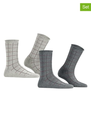 ESPRIT 2er-Set: Socken ''Check'' in Grau