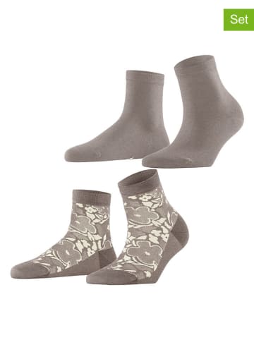 ESPRIT 2er-Set: Socken ''Geranium'' in Taupe/ Creme