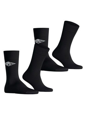 ESPRIT 2er-Set: Socken "Unisex Logo" in Schwarz