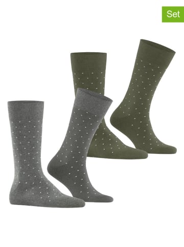 ESPRIT 2er-Set: Socken ''Fine Dot'' in Grau/ Khaki