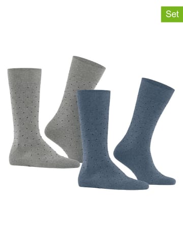 ESPRIT 2er-Set: Socken ''Fine Dot'' in Grau/ Blau