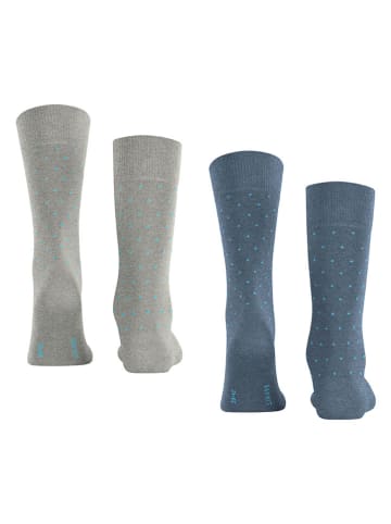 ESPRIT 2er-Set: Socken "Fine Dot" in Blau/ Grau