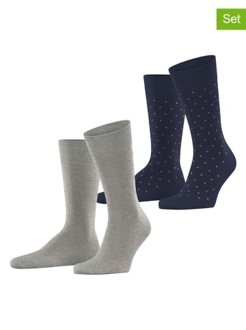 ESPRIT 2er-Set: Socken "Fine Dot" in Dunkelblau/ Grau