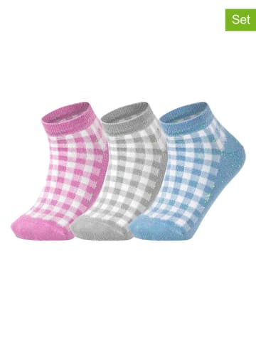 ESPRIT 3er-Set: Socken "Pixel Checks" in Rosa/ Grau/ Hellblau