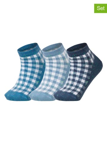 ESPRIT 3er-Set: Socken "Pixel Checks" in Blau