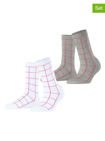 ESPRIT 2er-Set: "Sketched Grid" in Grau/ Weiß