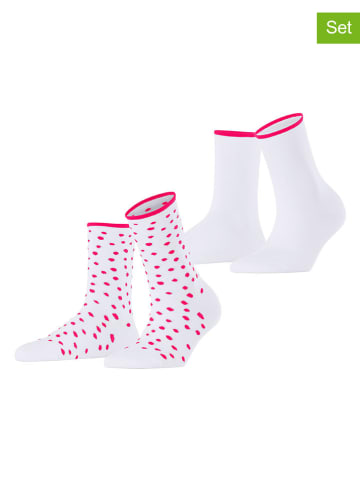 ESPRIT Skarpety (2 pary) "Sketched Dot" w kolorze białym