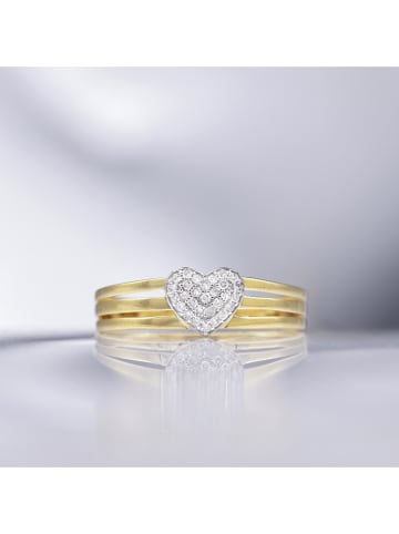 CARATELLI Gold-Ring "Gravé dans mon Ceour" mit Diamanten