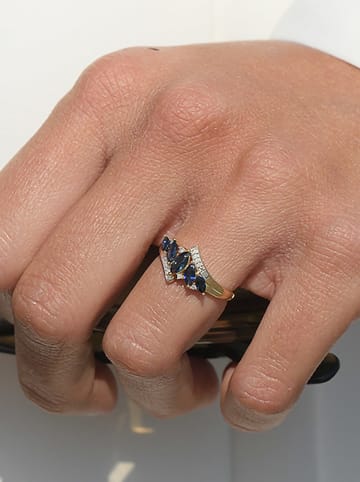CARATELLI Gouden ring met diamanten en edelstenen