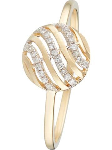 CARATELLI Gold-Ring "Waves" mit Diamanten