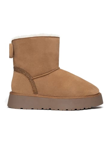 Gooce Leder-Winterboots "Mercy" in Hellbraun