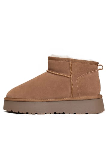 Gooce Leder-Winterboots "Mindy" in Hellbraun