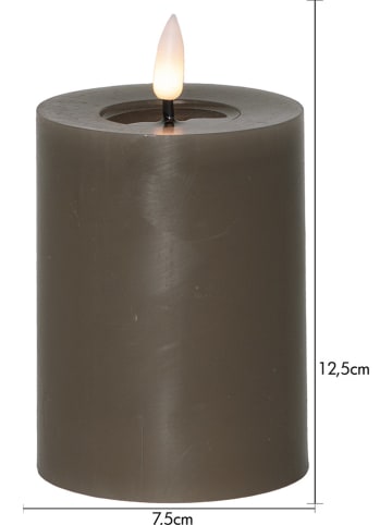 STAR Trading Świeca LED "Flamme Flow Pillar" w kolorze szarobrązowym - wys. 12,5 cm