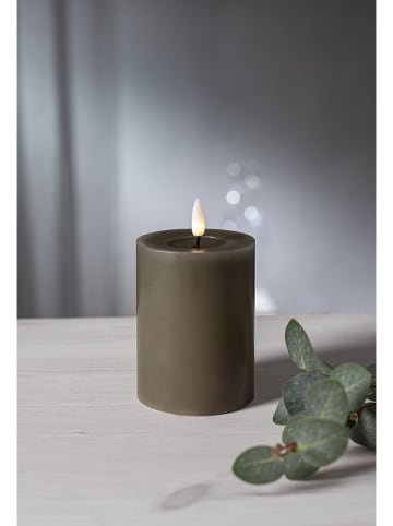 STAR Trading Świeca LED "Flamme Flow Pillar" w kolorze szarobrązowym - wys. 12,5 cm