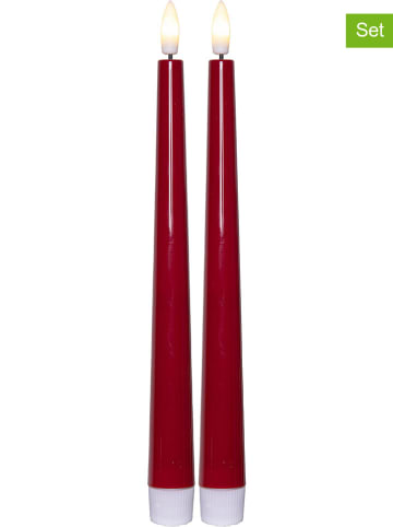 STAR Trading Świece LED (2 szt.) "Flamme Candy" w kolorze czerwonym - wys. 26 cm