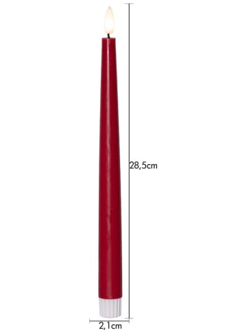 STAR Trading Świece LED (2 szt.) "Flamme Slim" w kolorze czerwonym - wys. 28,5 cm