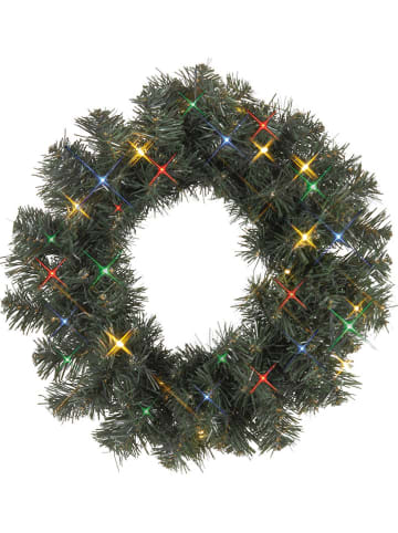 STAR Trading Dekoracyjny wieniec LED "Ottawa" w kolorze zielonym - Ø 38 cm