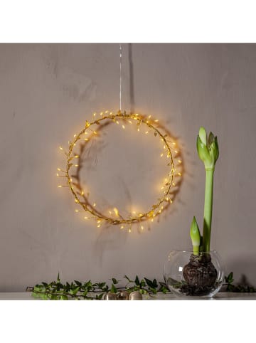 STAR Trading Dekoracyjny wieniec LED "Gold" w kolorze złotym - Ø 28 cm