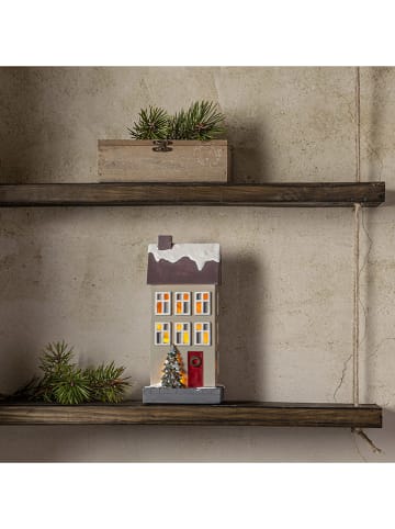 STAR Trading Dekoracja LED "Hus" w kolorze beżowo-brązowym - wys. 10,5 x Ø 24 cm
