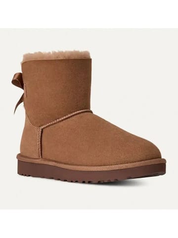 UGG Skórzane botki "Mini Bailey Bow II" w kolorze brązowym