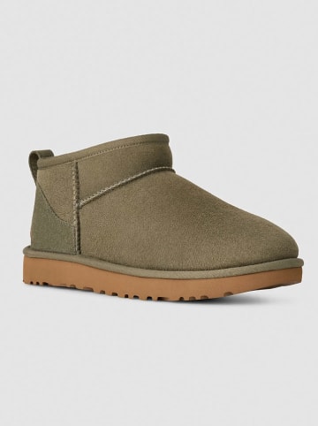 UGG Schaffell-Ankle-Boots "Ultra Mini" in Khaki