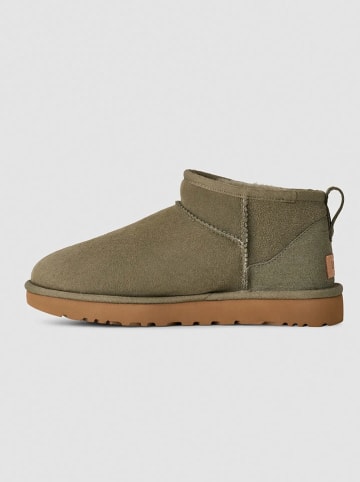 UGG Schaffell-Ankle-Boots "Ultra Mini" in Khaki