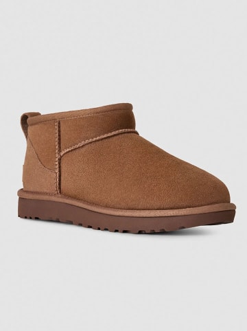 UGG Schaffell-Ankle-Boots "Ultra Mini" in Braun