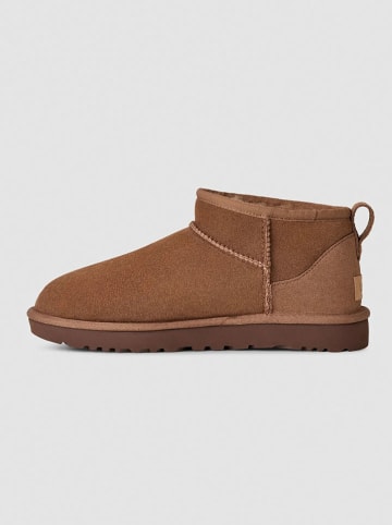 UGG Enkelboots met schapenvacht "Ultra Mini" bruin