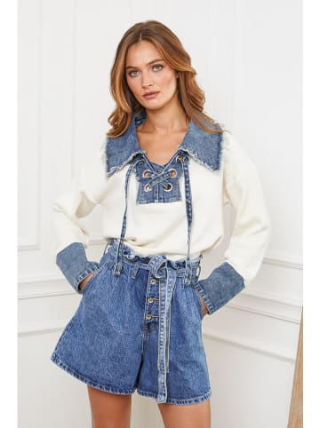 Joséfine Sweter "Calvi" w kolorze kremowo-niebieskim