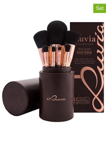 Luvia Cosmetics 17tlg. Kosmetikpinsel-Set "Golden Queen" in Schwarz