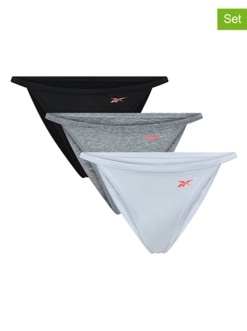 Reebok 3er-Set: Slips in Schwarz/ Grau/ Hellblau