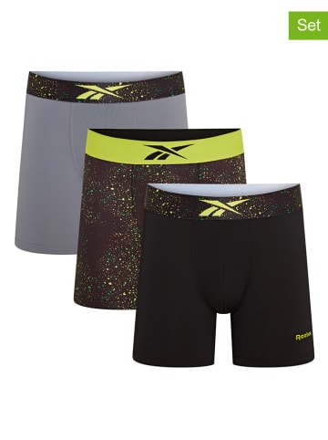 Reebok 3er-Set: Boxershorts "Benji" in Grau/ Limette/ Schwarz