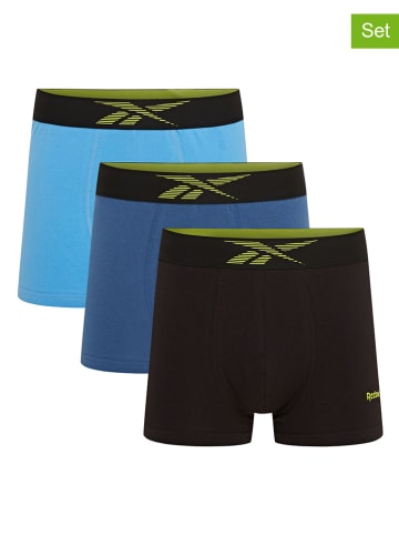 Reebok 3er-Set: Boxershorts "Dash" in Türkis/ Blau/ Schwarz